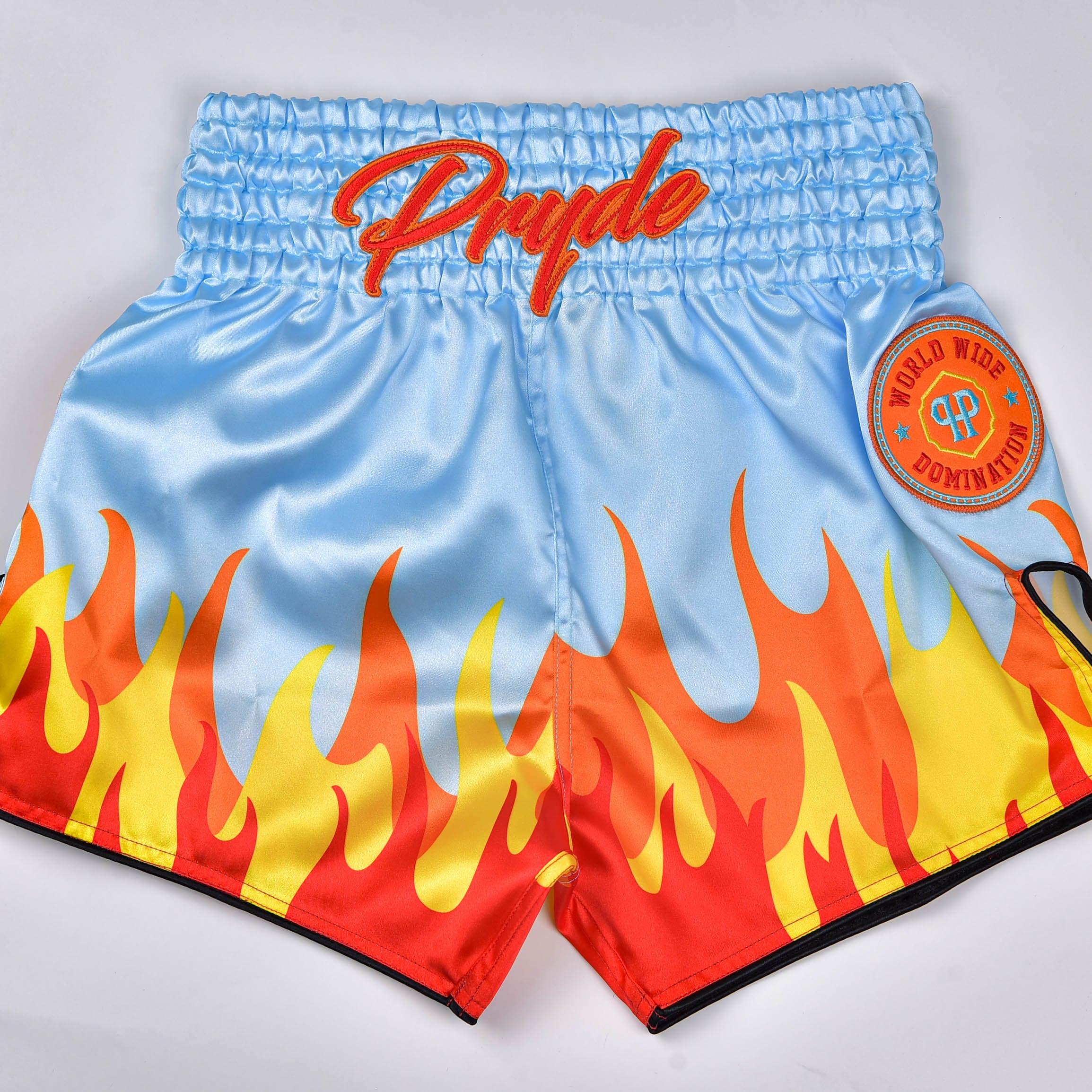 PRYDE Muay Thai Shorts - Fire Baby Blue