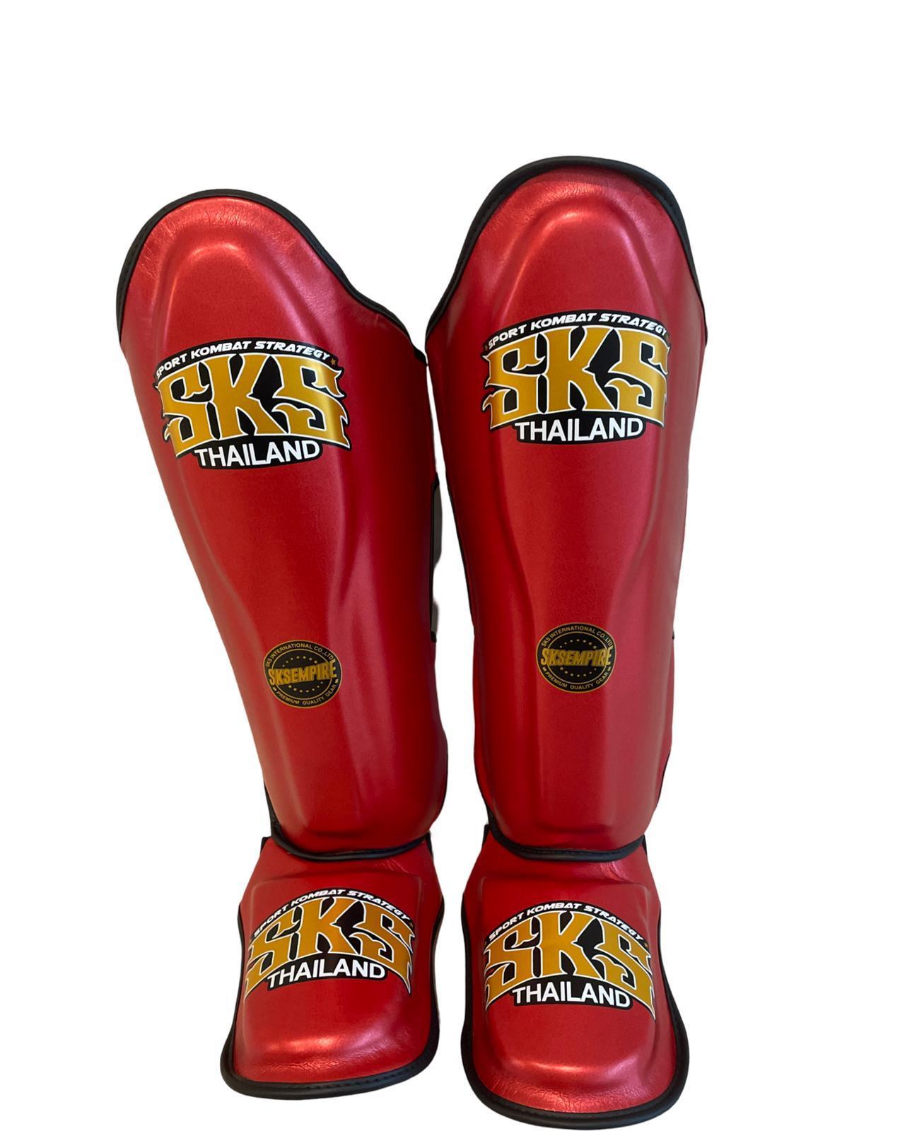 SKS Empire Shin Pads - Metallic Red