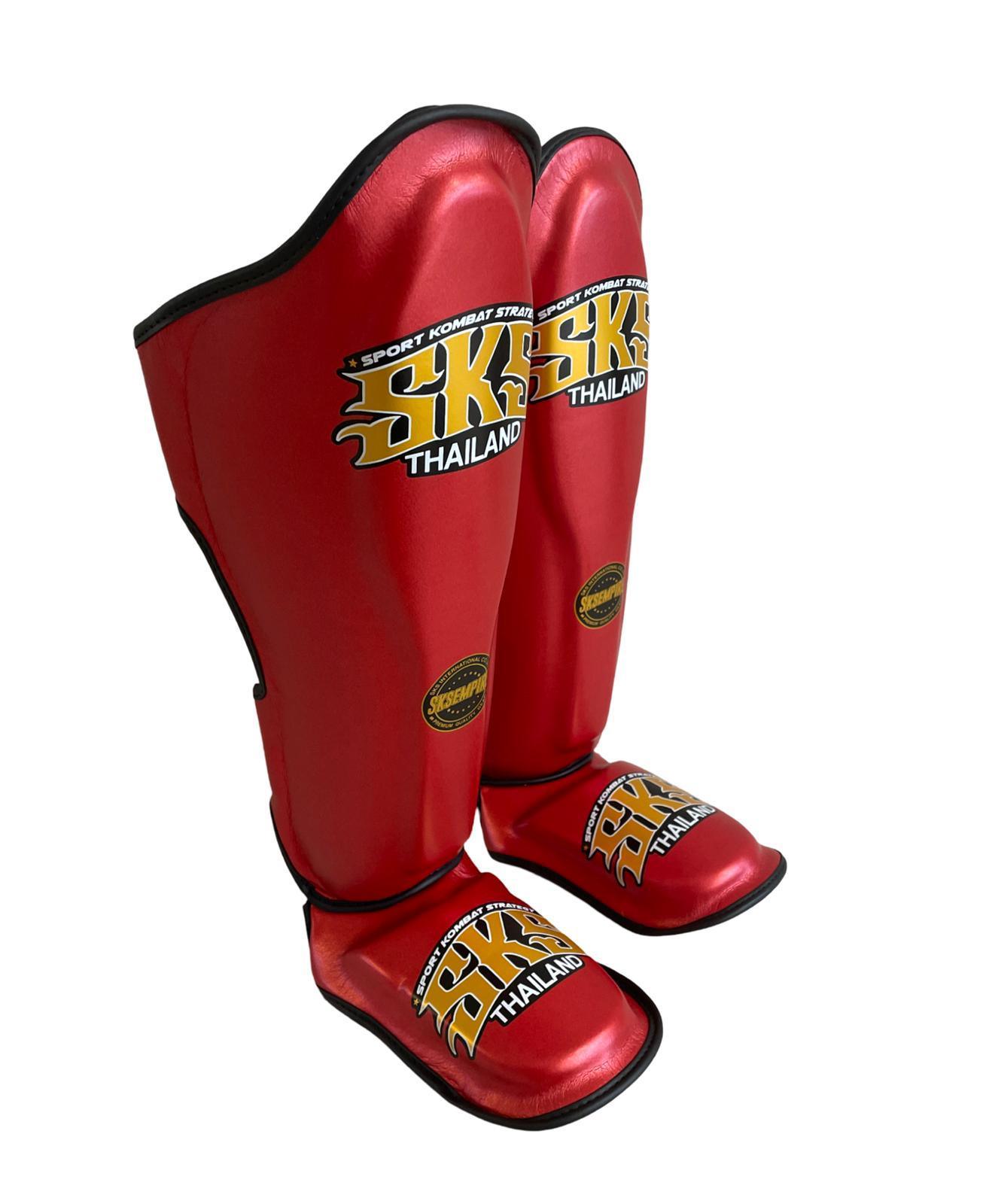 SKS Empire Shin Pads - Metallic Red