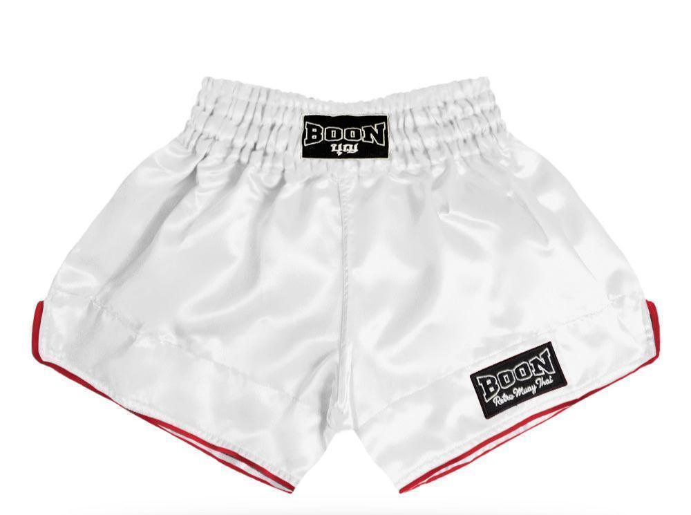 Boon Retro Muay Thai Shorts - White - Muay Thailand