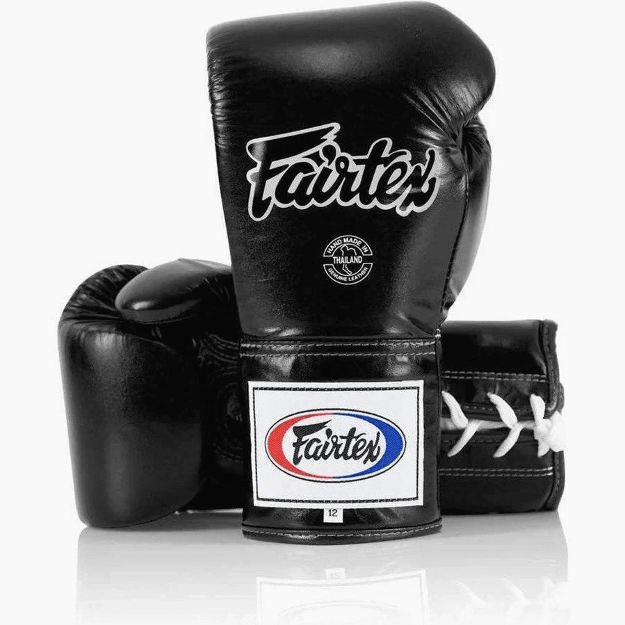 Fairtex Muay Thai Gloves - Black Lace Up (BGL6) - Muay Thailand