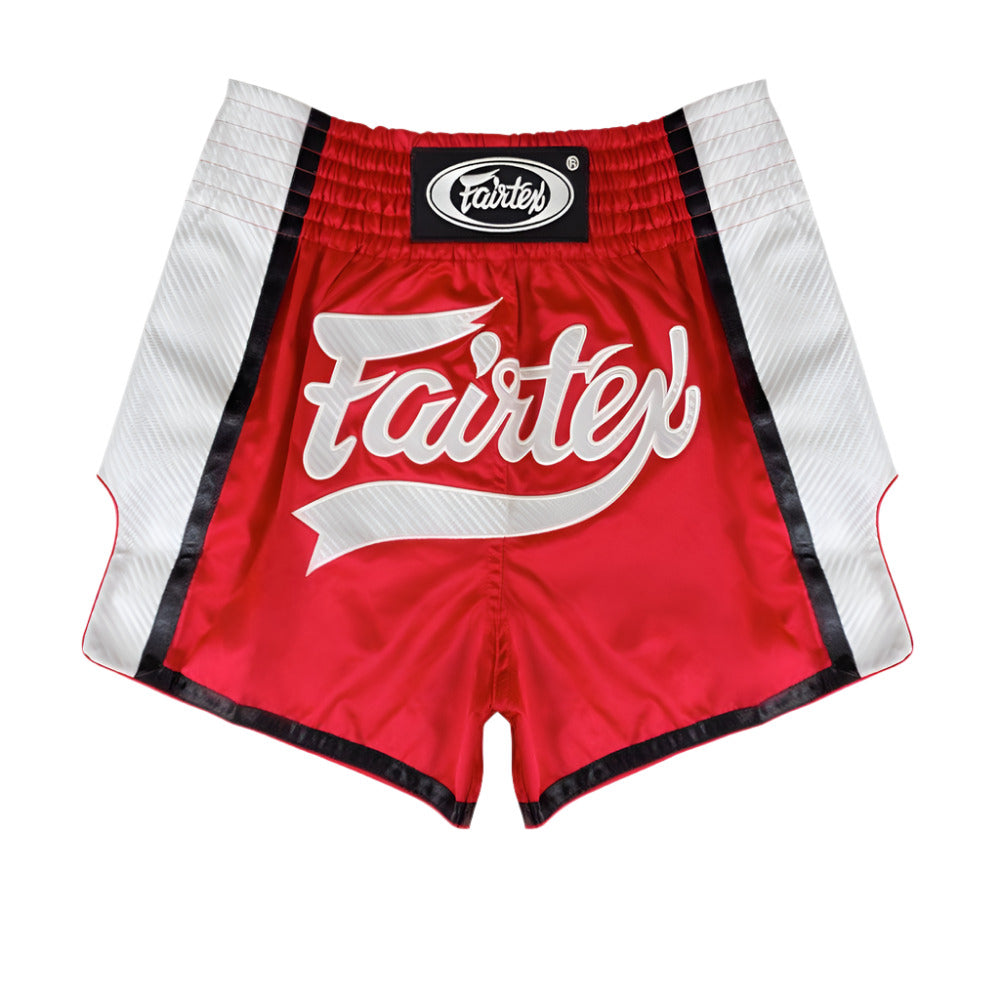 Fairtex Slim Cut Muay Thai Shorts - Red & White - Muay Thailand