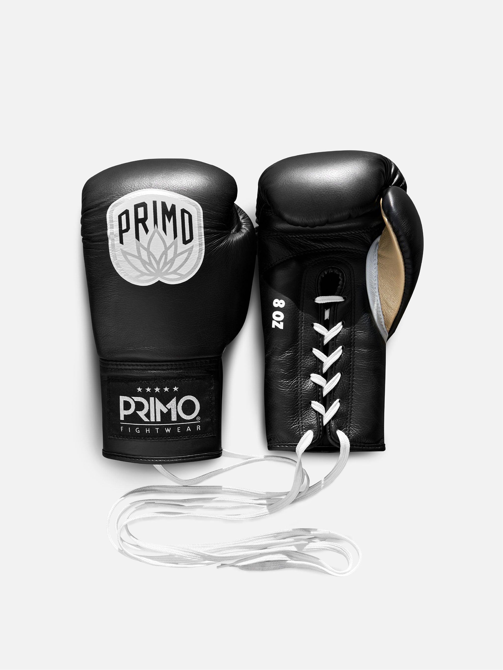 Primo Lace Up Muay Thai Gloves - Black - Muay Thailand
