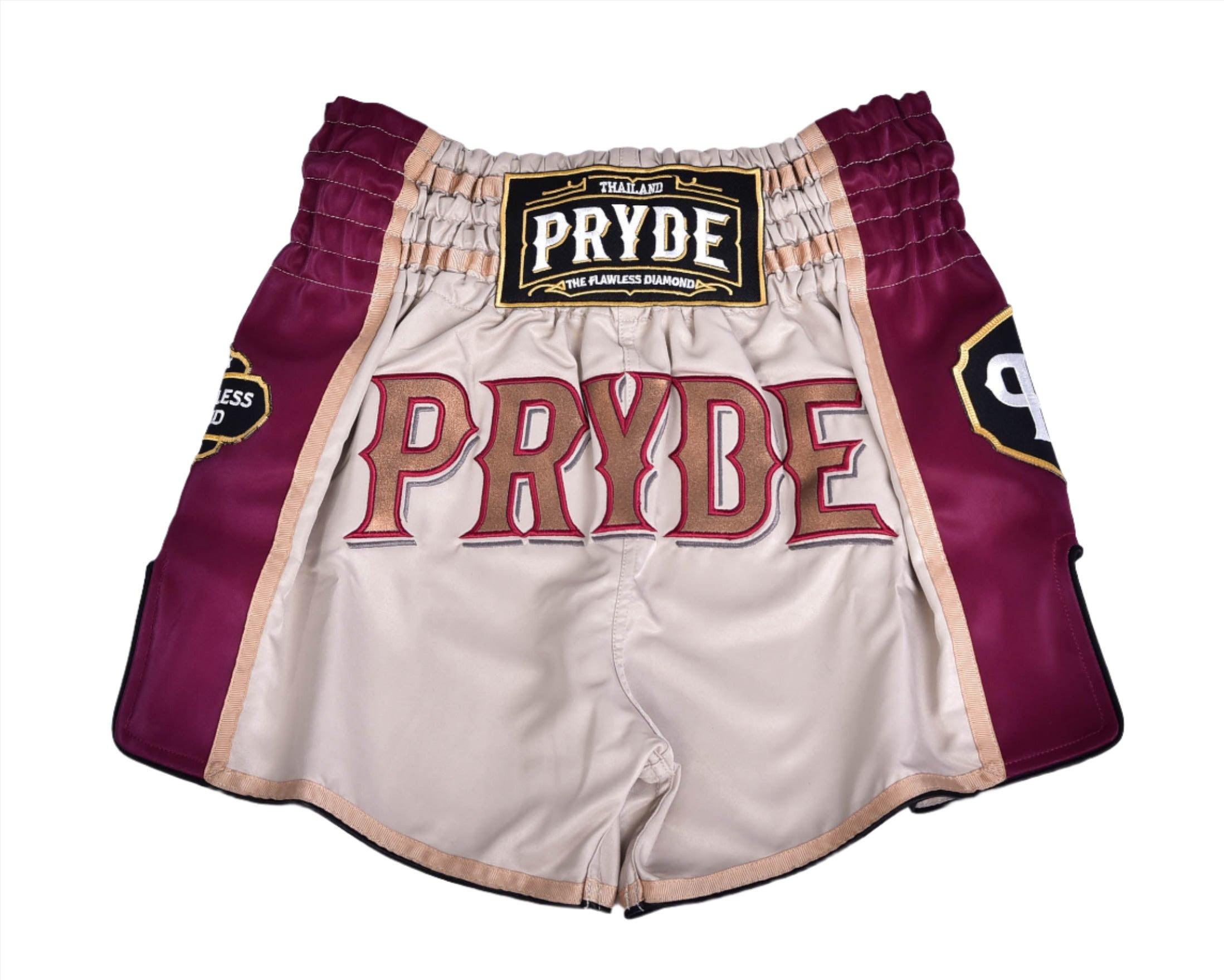 PRYDE Muay Thai Shorts - Beige & Burgundy - Muay Thailand