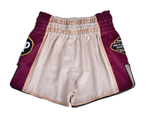 PRYDE Muay Thai Shorts - Beige & Burgundy - Muay Thailand