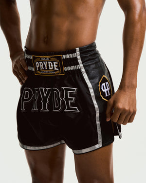 PRYDE Muay Thai Shorts - Black & Black - Muay Thailand