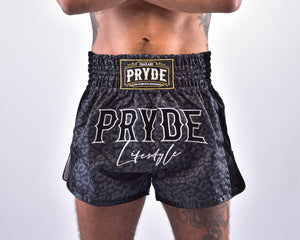 PRYDE Muay Thai Shorts - Black Leopard - Muay Thailand