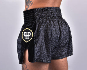 PRYDE Muay Thai Shorts - Black Leopard - Muay Thailand