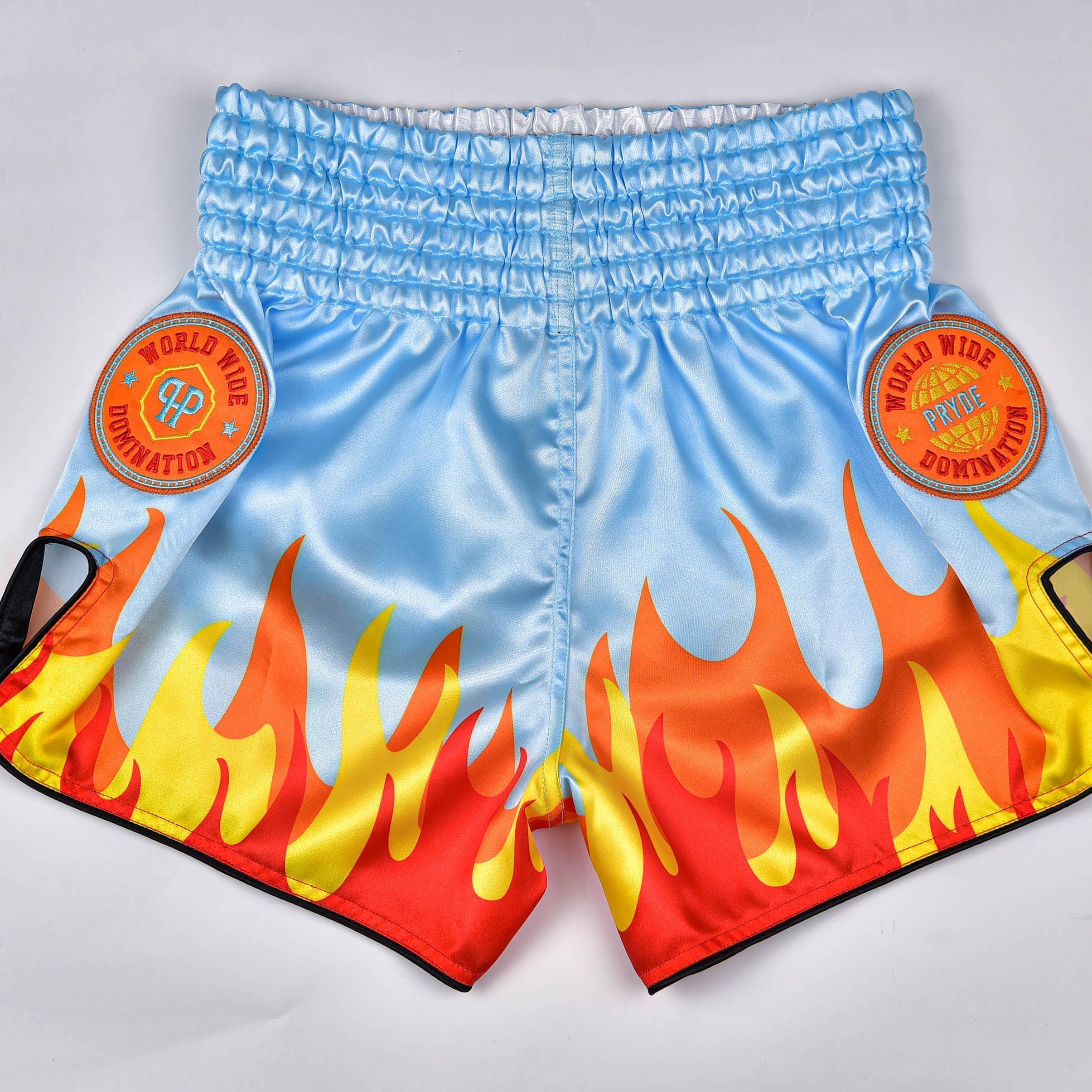 PRYDE Muay Thai Shorts - Fire Baby Blue - Muay Thailand