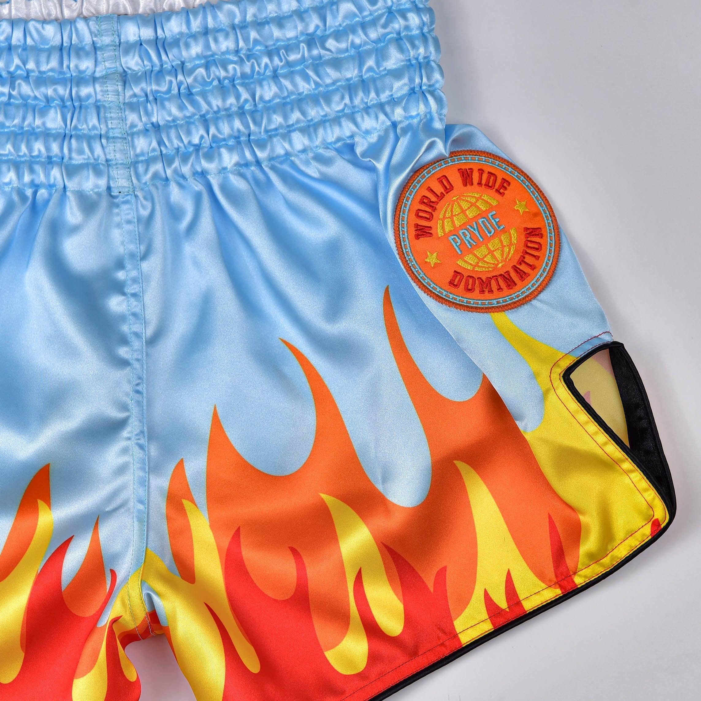 PRYDE Muay Thai Shorts - Fire Baby Blue - Muay Thailand