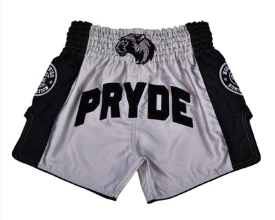 PRYDE Muay Thai Shorts - No Fear Black & Silver - Muay Thailand