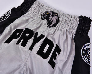 PRYDE Muay Thai Shorts - No Fear Black & Silver - Muay Thailand