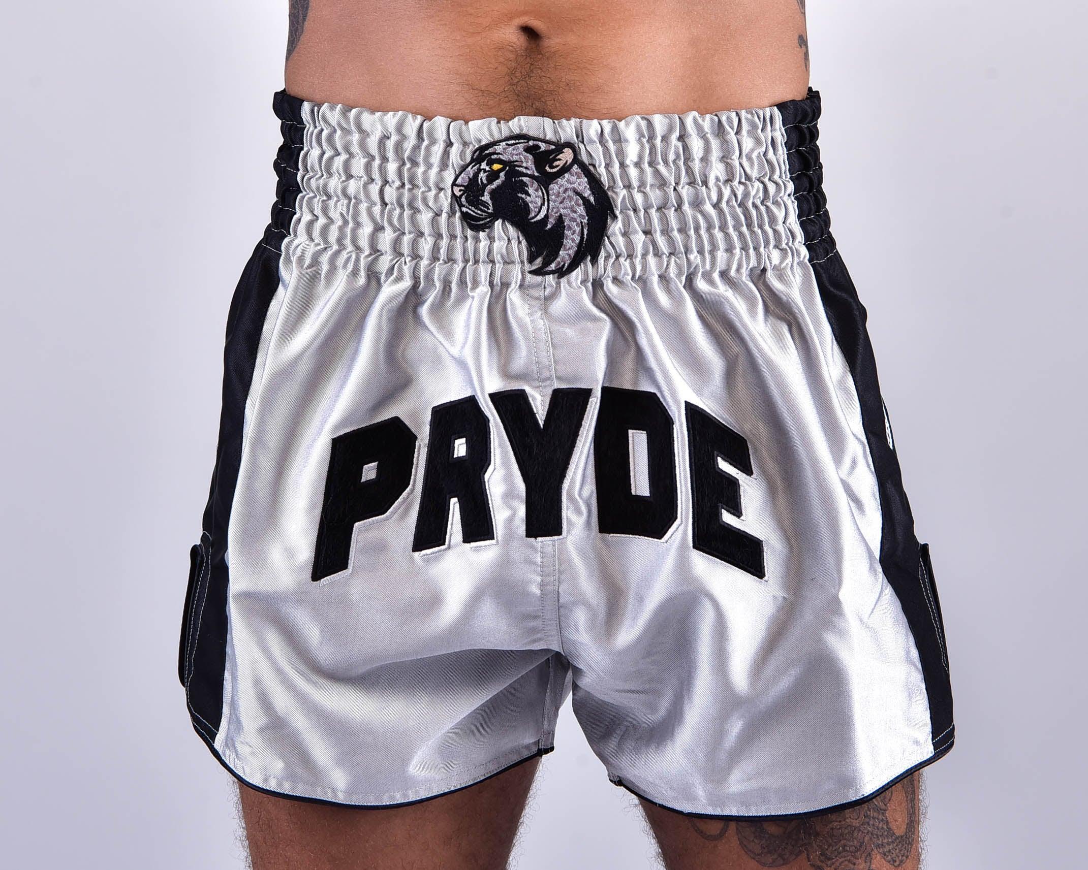 PRYDE Muay Thai Shorts - No Fear Black & Silver - Muay Thailand