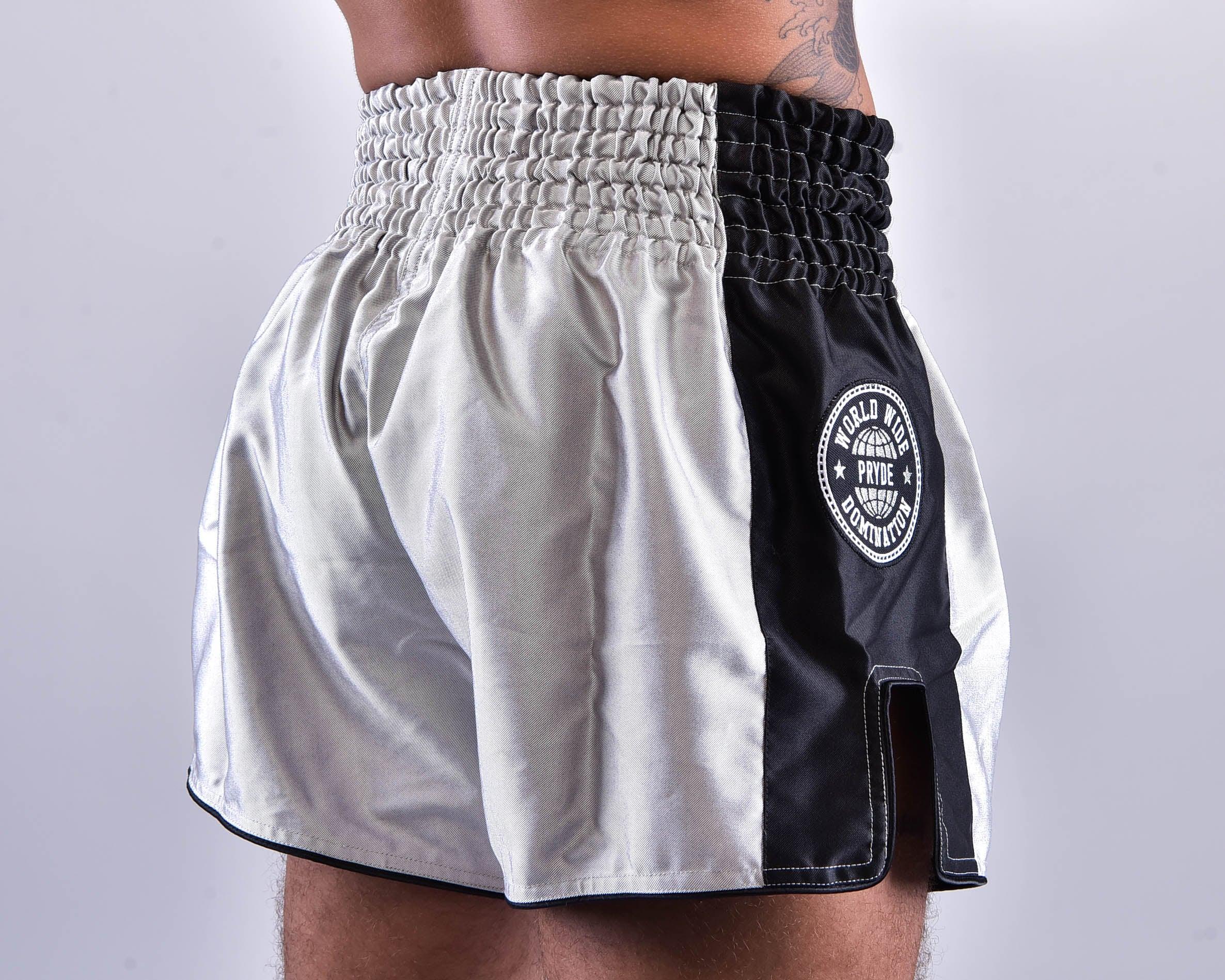 PRYDE Muay Thai Shorts - No Fear Black & Silver - Muay Thailand