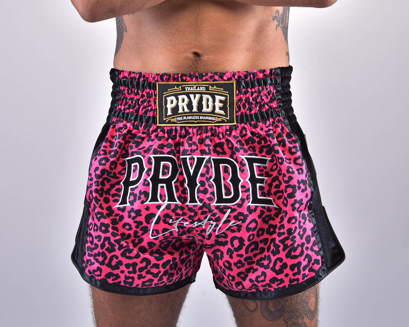 PRYDE Muay Thai Shorts - Pink Leopard - Muay Thailand