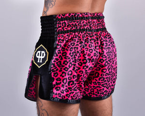 PRYDE Muay Thai Shorts - Pink Leopard - Muay Thailand