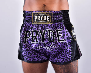 PRYDE Muay Thai Shorts - Purple Leopard - Muay Thailand