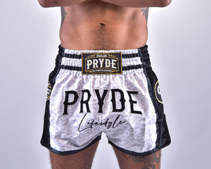 PRYDE Muay Thai Shorts - White Leopard - Muay Thailand