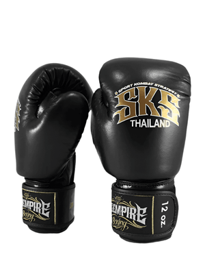 SKS Empire Leather Muay Thai Gloves - Black - Muay Thailand