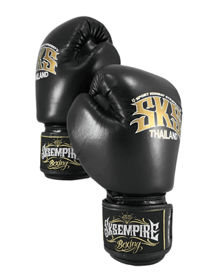 SKS Empire Leather Muay Thai Gloves - Black - Muay Thailand