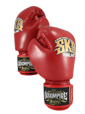 SKS Empire Leather Muay Thai Gloves - Red - Muay Thailand