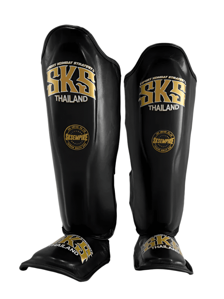 SKS Empire Shin Pads - Black - Muay Thailand