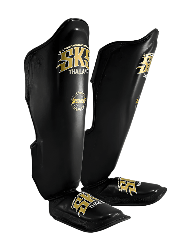 SKS Empire Shin Pads - Black - Muay Thailand