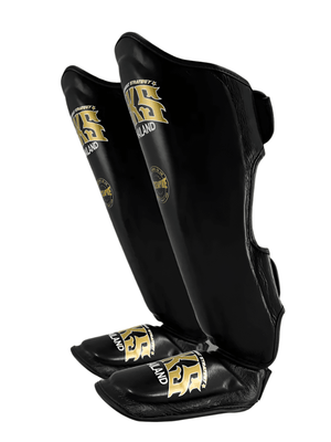 SKS Empire Shin Pads - Black - Muay Thailand