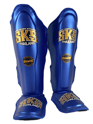 SKS Empire Shin Pads - Metallic Blue - Muay Thailand