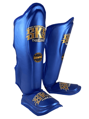 SKS Empire Shin Pads - Metallic Blue - Muay Thailand