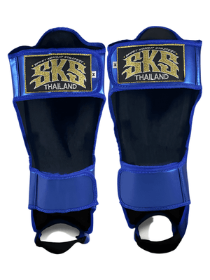 SKS Empire Shin Pads - Metallic Blue - Muay Thailand