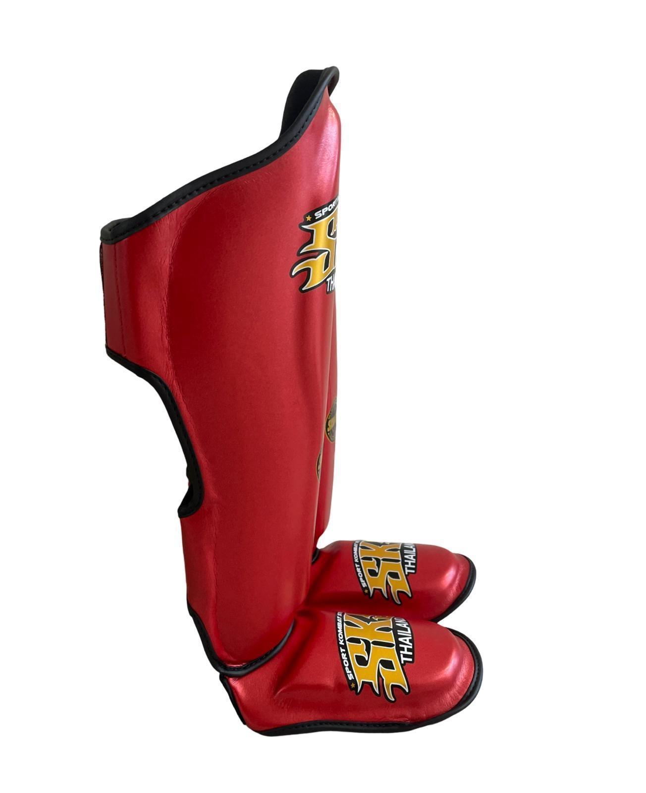 SKS Empire Shin Pads - Metallic Red - Muay Thailand