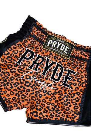 PRYDE Muay Thai Shorts - Orange Leopard - Muay Thailand
