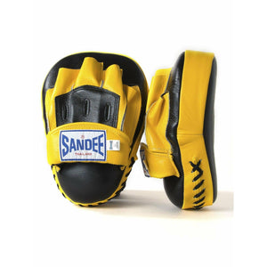 Sandee Curved Focus Mitts - Black & Yellow - Muay Thailand