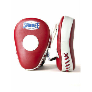 Sandee Curved Focus Mitts - Red & White - Muay Thailand