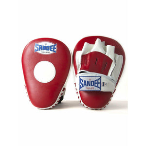 Sandee Curved Focus Mitts - Red & White - Muay Thailand