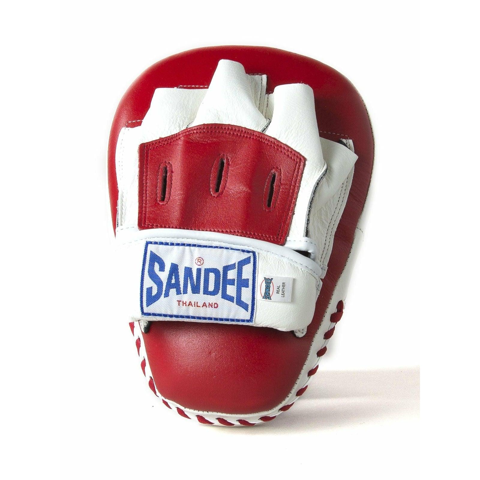 Sandee Curved Focus Mitts - Red & White - Muay Thailand