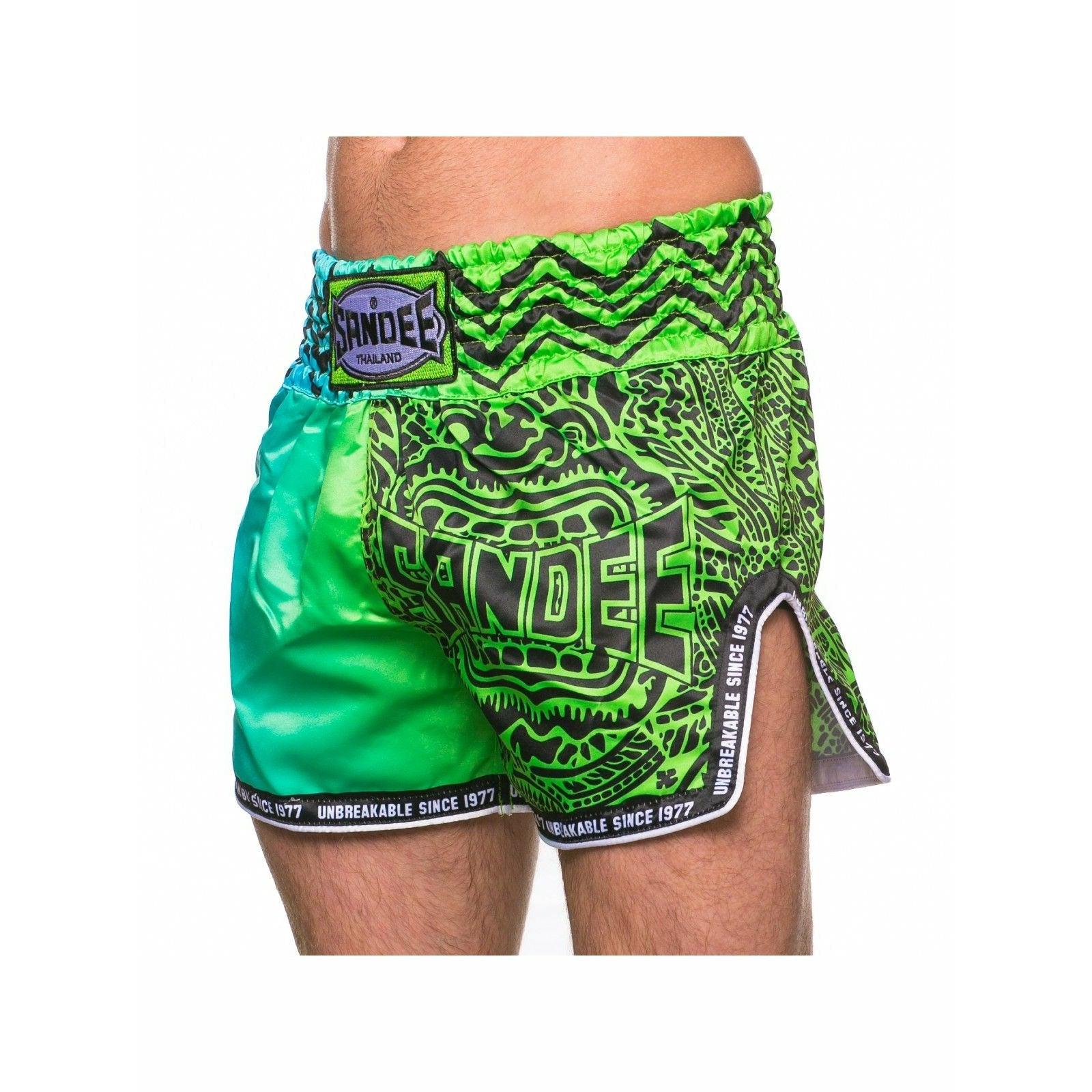 Sandee Muay Thai Shorts - Warrior Green & Blue - Muay Thailand