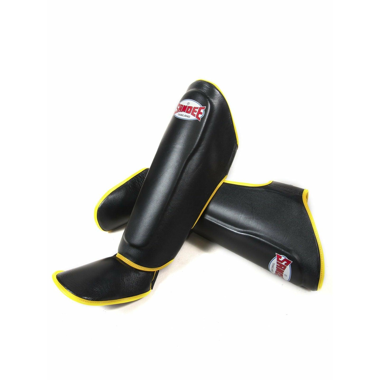 Sandee Shin Guards - Black & Yellow - Muay Thailand