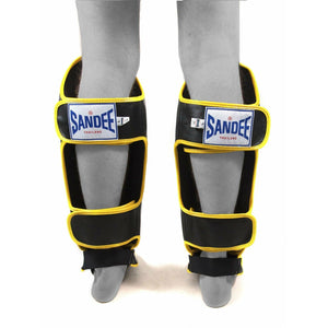 Sandee Shin Guards - Black & Yellow - Muay Thailand