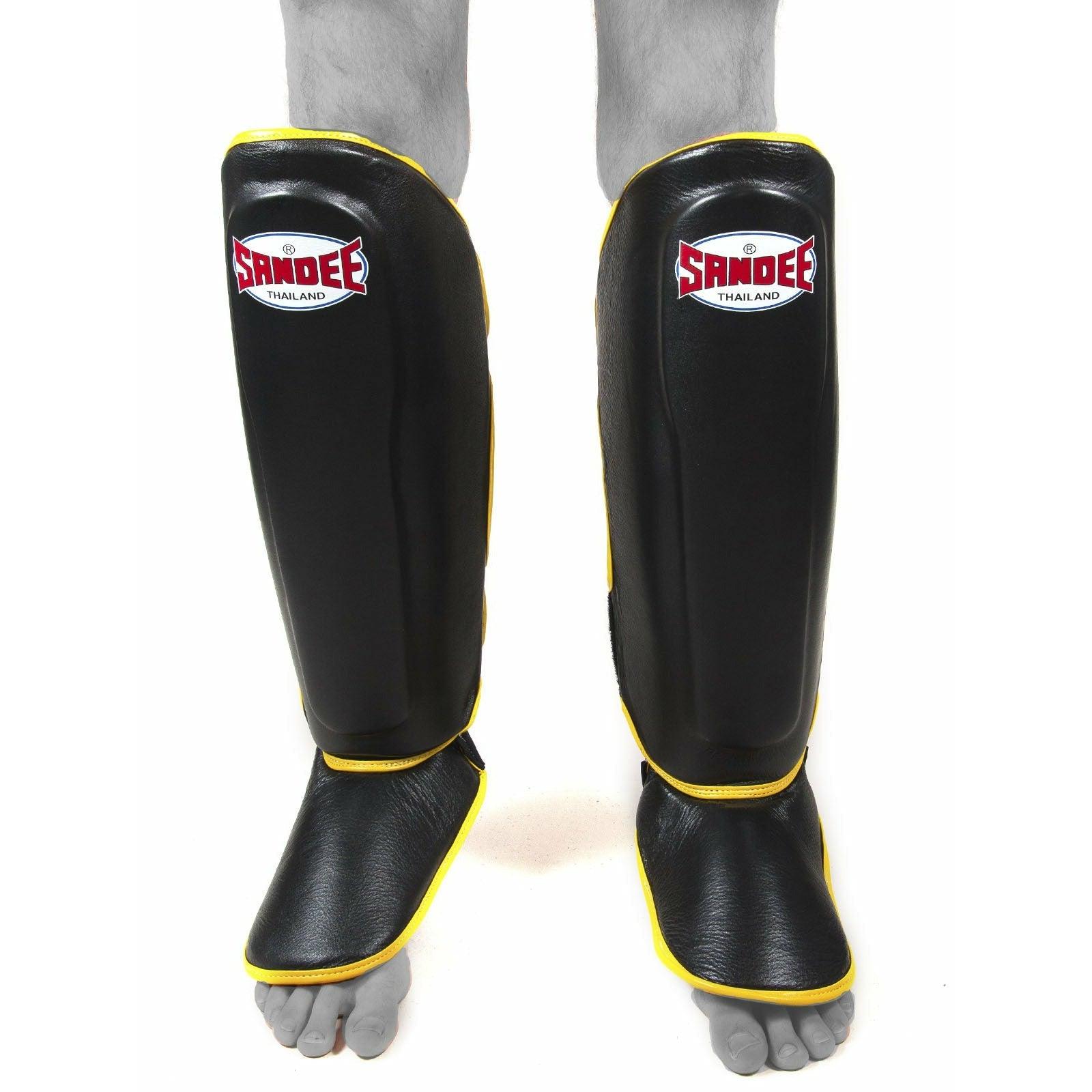 Sandee Shin Guards - Black & Yellow - Muay Thailand