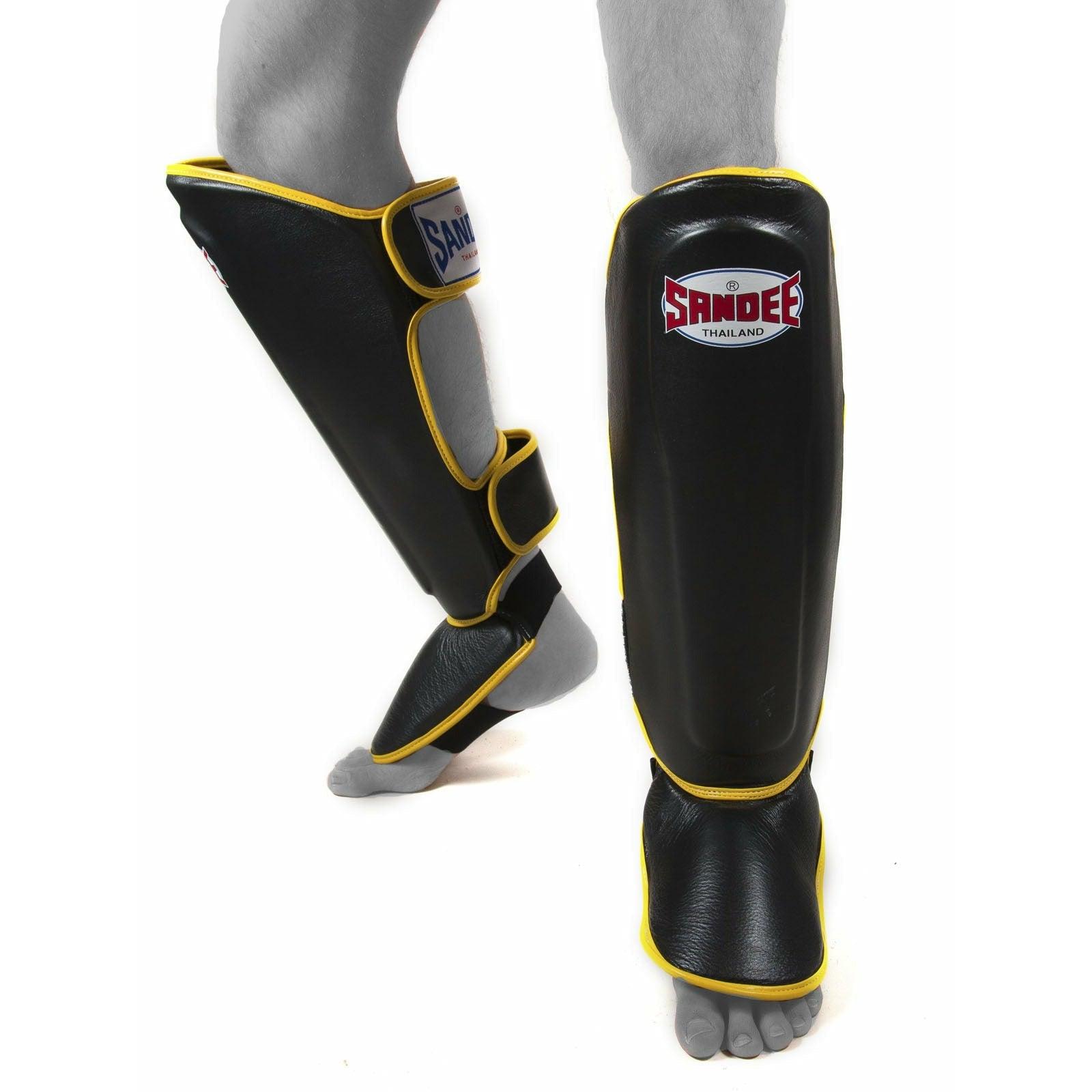 Sandee Shin Guards - Black & Yellow - Muay Thailand