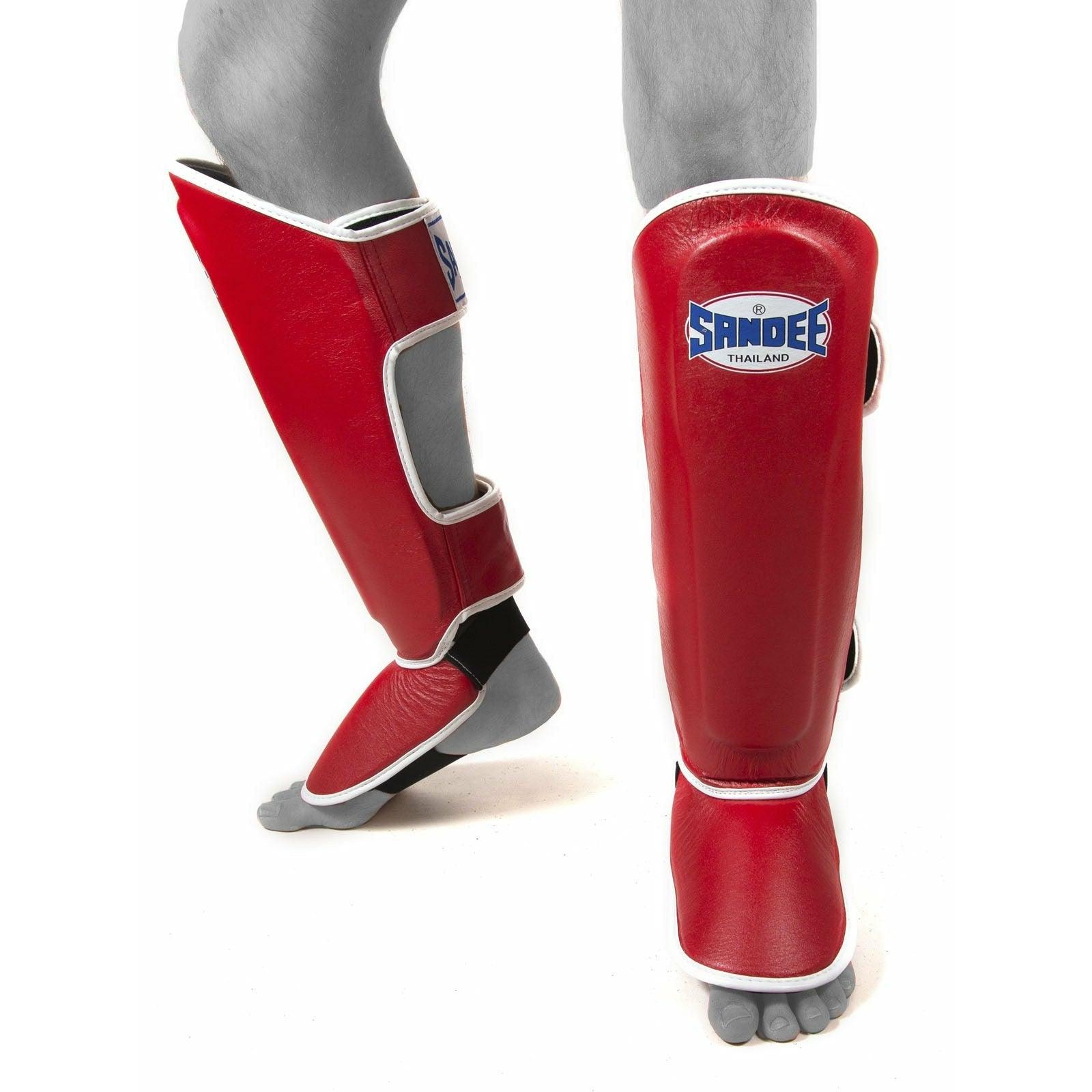 Sandee Shin Guards - Red & White - Muay Thailand