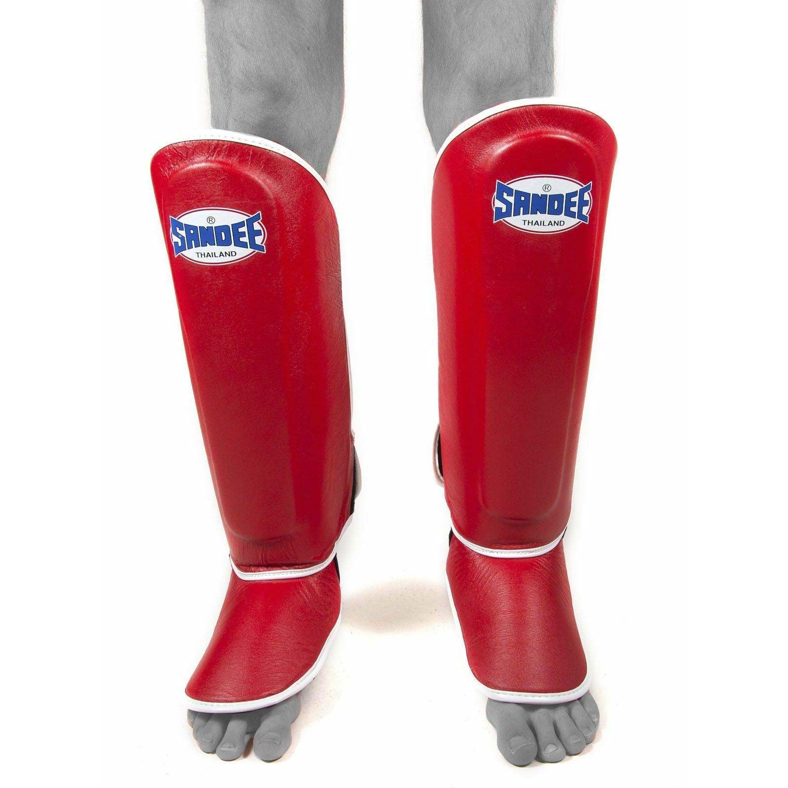 Sandee Shin Guards - Red & White - Muay Thailand