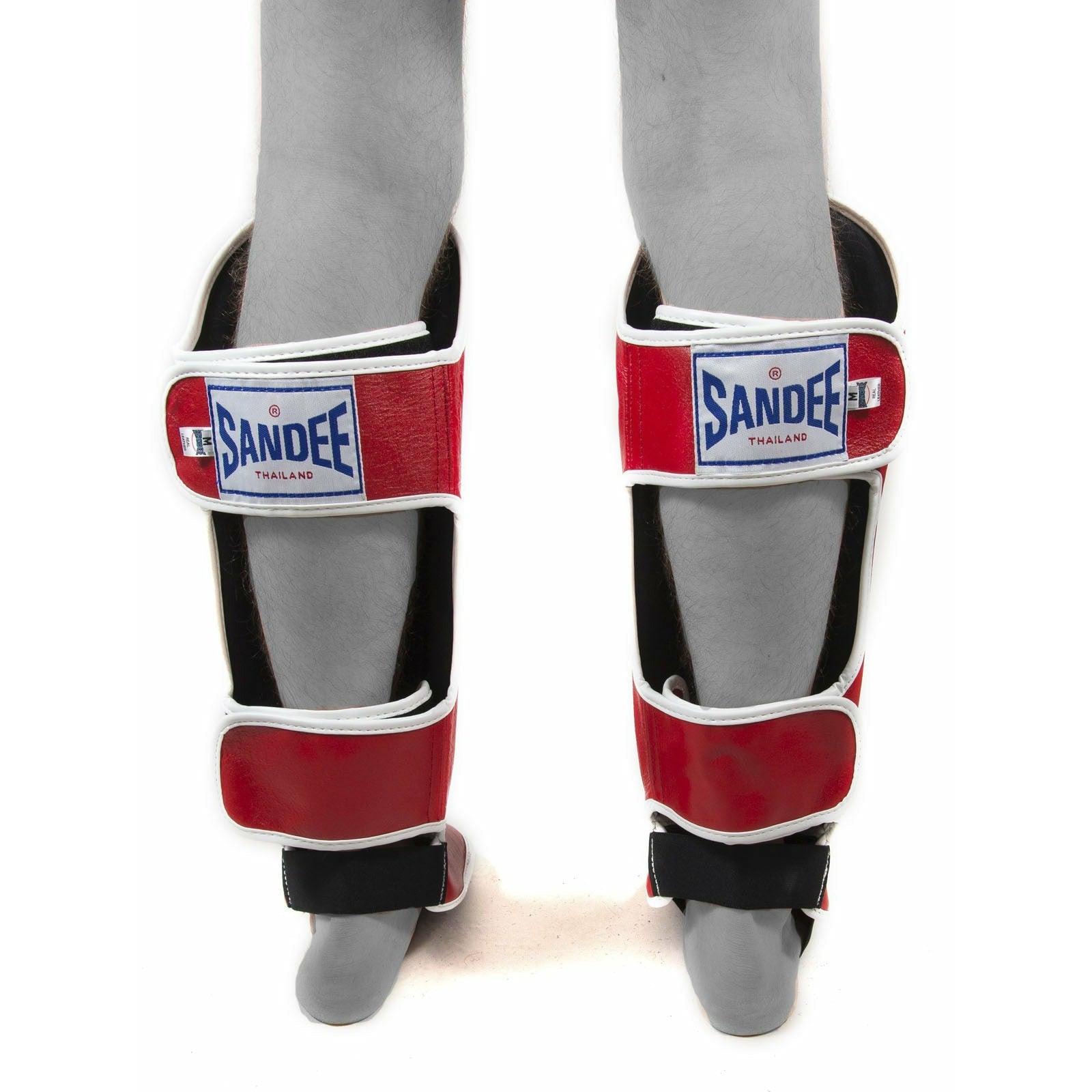 Sandee Shin Guards - Red & White - Muay Thailand